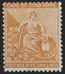 South Africa CAPE OF GOOD HOPE 1871-76 5s yellow-orange, SG31