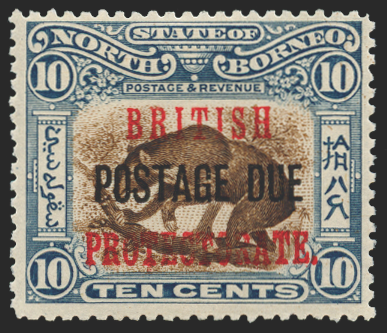 NORTH BORNEO 1902-12 10c brown and slate-blue Postage Dues, SGD45