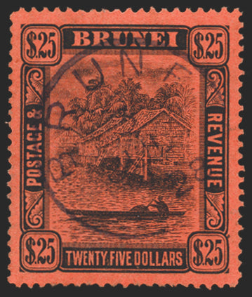 BRUNEI 1908-22 $25 black/red (USED), SG48
