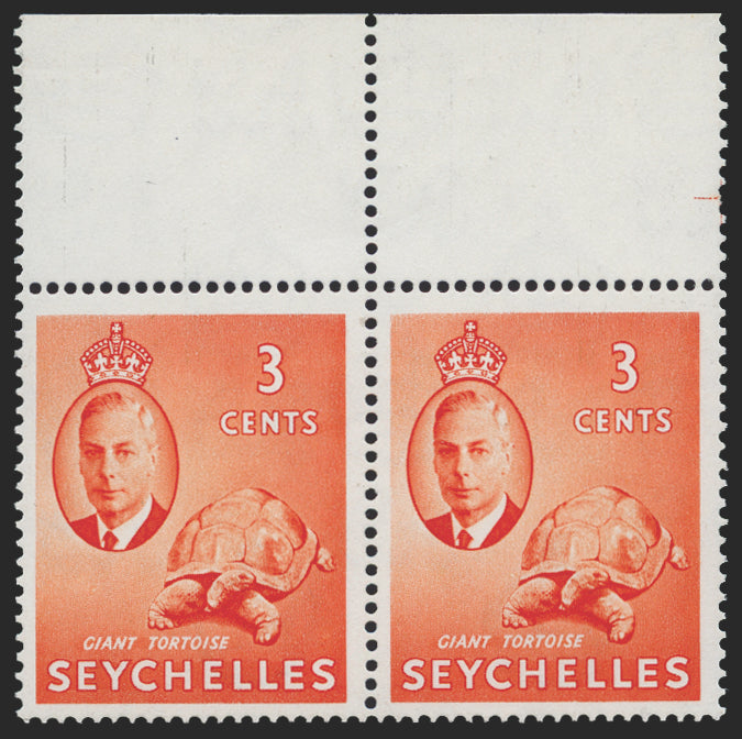 SEYCHELLES 1952 3c orange, error, SG159/b