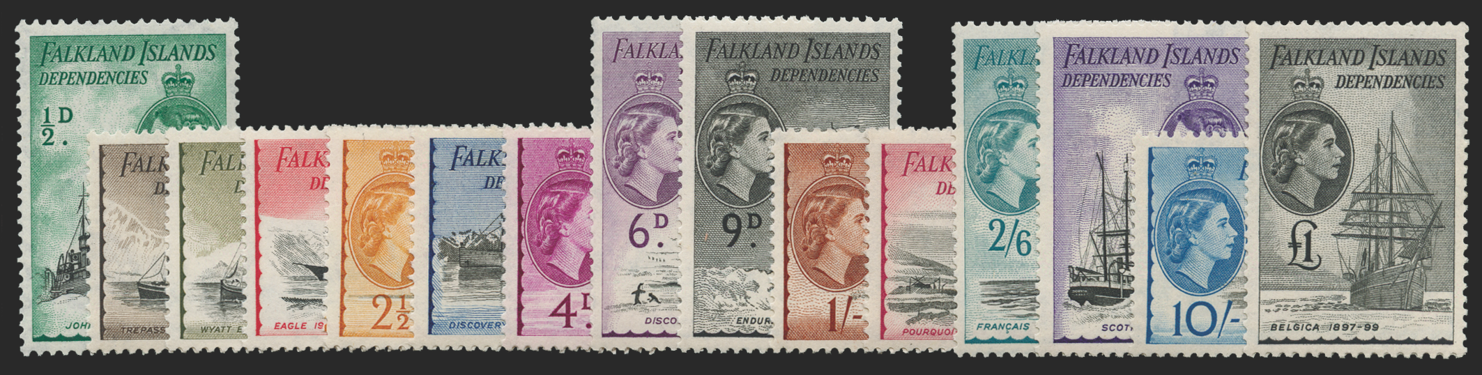 FALKLAND ISLANDS Dependencies 1954-62 set of 15 to £1, SGG26/40