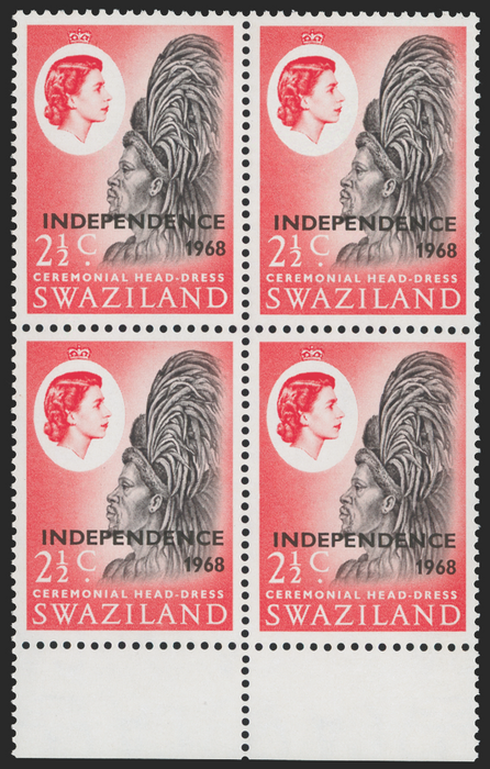 SWAZILAND 1968 Independence 2½c black and vermilion, variety, SG145w