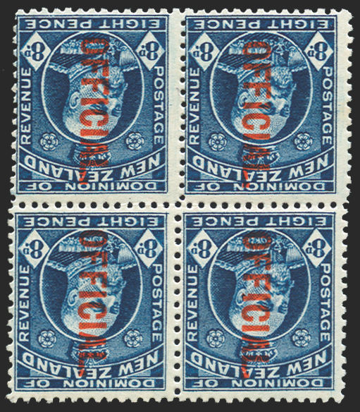 NEW ZEALAND 1910-16 8d indigo-blue Official, SGO76cw