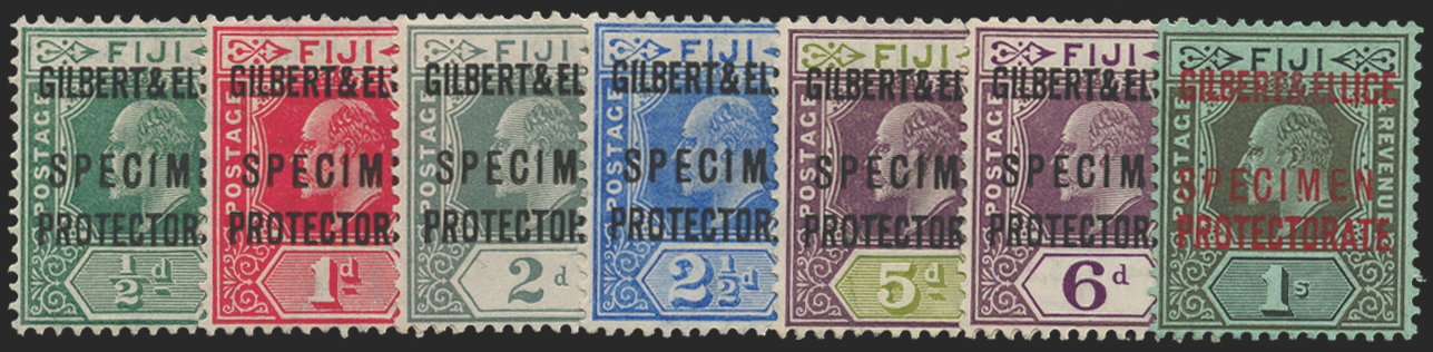 GILBERT & ELLICE ISLANDS 1911 set of 7 to 1s SPECIMENS, SG1s/7s