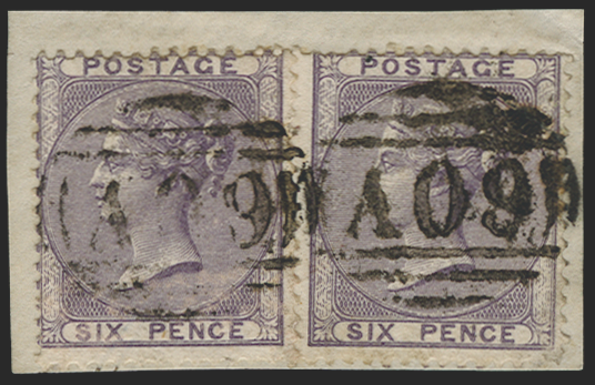 NEVIS 1858-60 Great Britain 6d lilac CANCEL, SGZ4