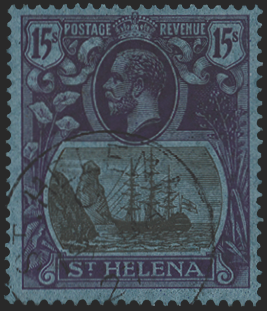 St Helena 1922-37 15s grey and purple/blue, SG113