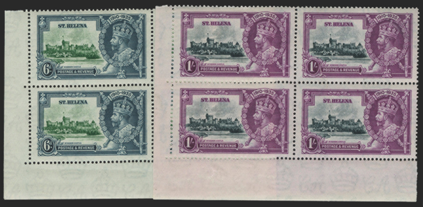 St Helena 1935 Silver Jubilee 6d green and indigo and 1s slate and purple, SG126/7