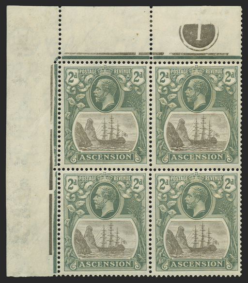 Ascension 1924-33 2d grey plate b4 R2/1 u/m, SG13a