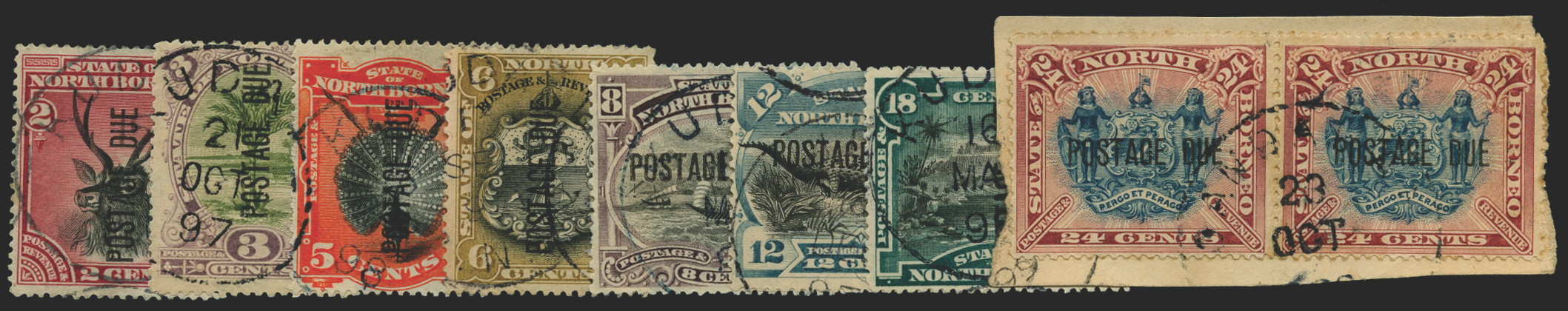 North Borneo 1895-7 set 8 to 24c Postage Dues, SGD1,3,5/11