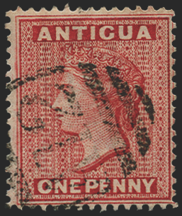 Antigua 1890 1d rose cancelled "A12" of St Christopher
