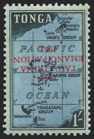 Tonga 1962 1s "Emancipation" blue and black error, SG125a