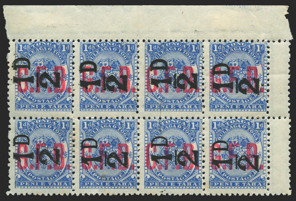 Tonga 1893 ½d on 1d ultramarine Official, O6