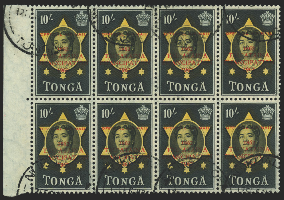 Tonga 1962 10s "Emancipation" 10s yellow and black Official, SGO15