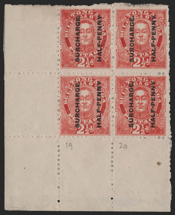 Tonga 1895 ½d on 2½d vermilion, SG29