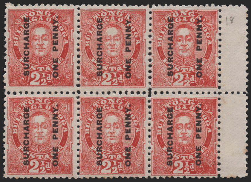 Tonga 1895 1d on 2½d vermilion, SG30