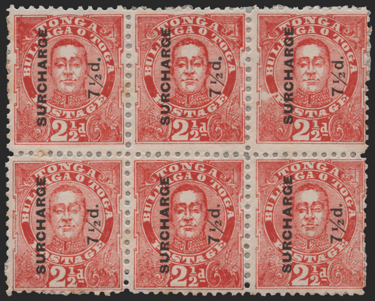 Tonga 1895 7½d on 2½d vermilion, SG31
