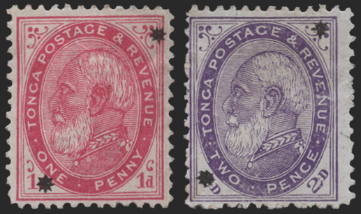 Tonga 1891 1d carmine & 2d violet, SG7/8
