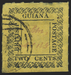 British Guiana 1862 2c black/yellow, Used, SG121