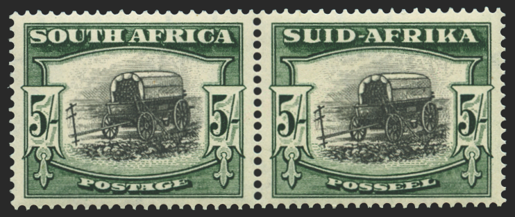 SOUTH AFRICA 1947-54 5s black and deep yellow-green variety, SG122b