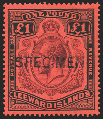 Leeward Islands 1921-32 £1 black/red Specimen variety, SG80a