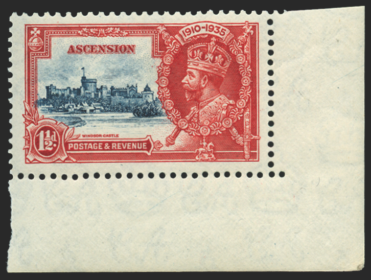 Ascension 1935 Silver Jubilee 1½d deep blue and scarlet u/m, SG31l