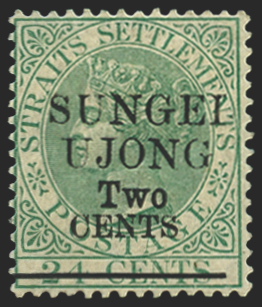 Malaysia - Sungei Ujong 1891 2c on 24c green, SG46