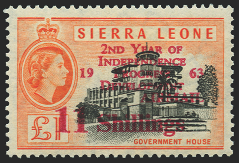 SIERRA LEONE 1963 Independence 11s on £1 black and orange, SG269