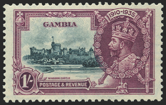 Gambia 1935 Silver Jubilee 1s slate and purple variety, SG146c
