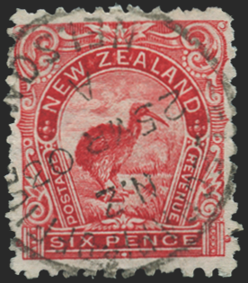 NEW ZEALAND 1902-07 6d rose-red "Kiwi" variety, SG312ab