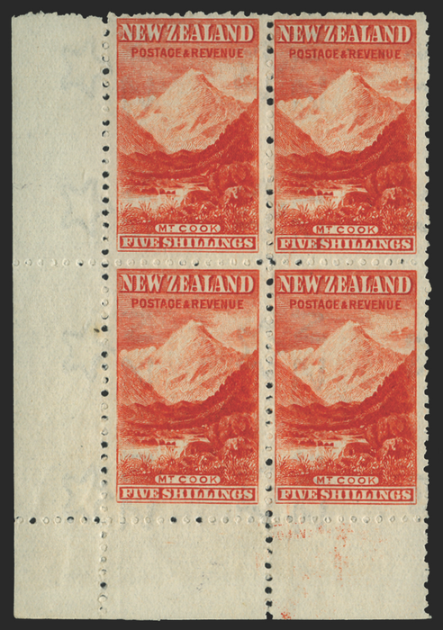 NEW ZEALAND 1902-07 5s vermillion "Mt Cook" variety, SG317b