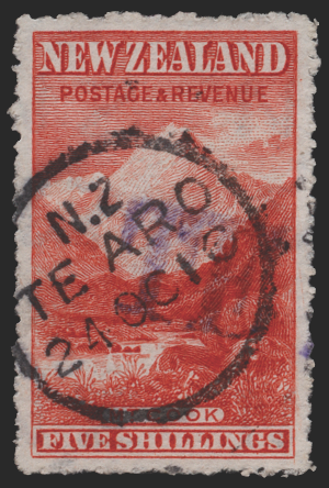 NEW ZEALAND 1902-09 5s deep red variety, SG329a