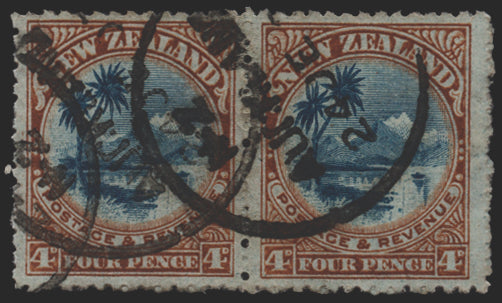 New Zealand 1902-7 4d deep blue and deep brown/bluish variety, SG322x