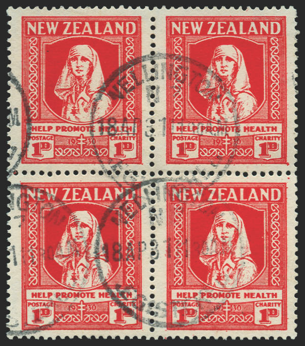 New Zealand 1930 1d + 1d scarlet "Nurse", SG545