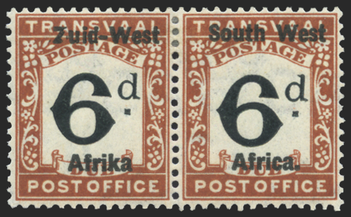SOUTH WEST AFRICA 1923 Transvaal 6d black and red-brown Postage Due variety, SGD2b