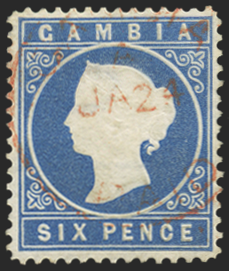 Gambia 1880-81 6d blue, SG18A