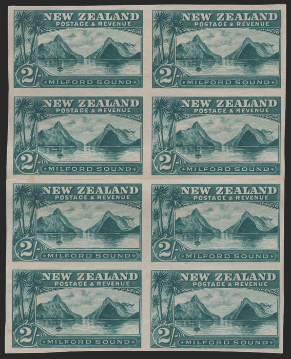 New Zealand 1899-1903 2s blue-green plate proof, SG269