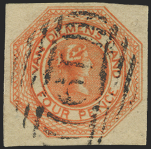 Australia Tasmania 1853 4d orange plate II, SG10