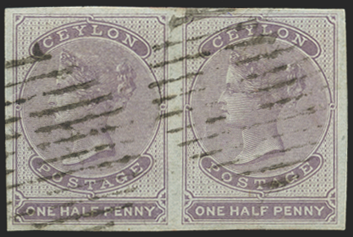 Ceylon 1857-64 ½d reddish lilac on blue glazed paper, SG16