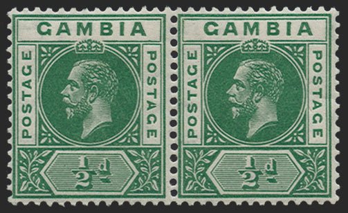 GAMBIA 1912-22 ½d (deep) green, variety, SG86/c