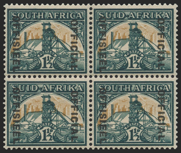 SOUTH AFRICA 1944-50 1½d blue-green and yellow-buff Official variety, SGO33a