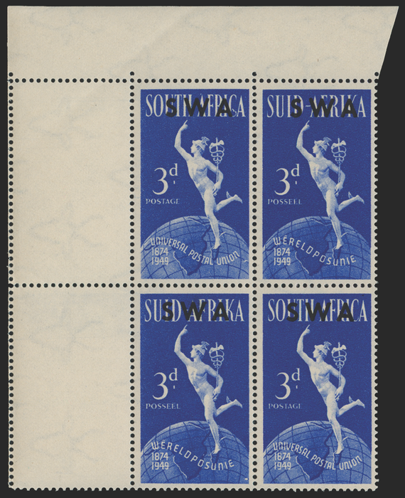 SOUTH WEST AFRICA 1949 UPU 3d bright blue variety, SG140a