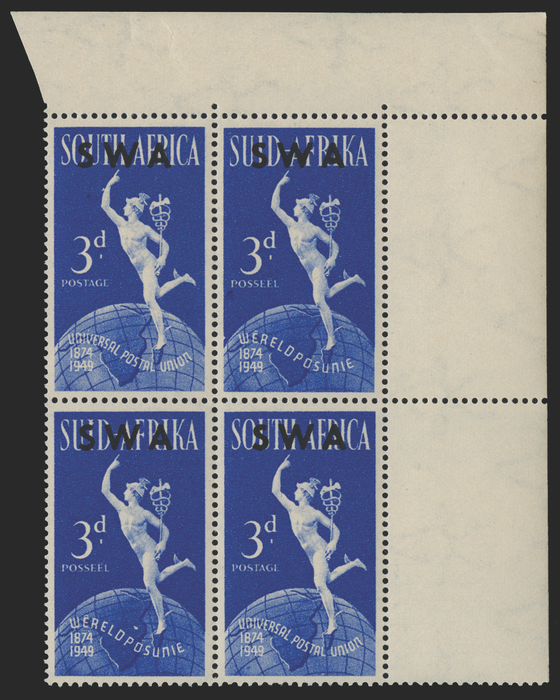 SOUTH WEST AFRICA 1949 UPU 3d bright blue variety, SG140b