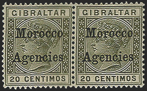 MOROCCO AGENCIES 1899 20c olive-green variety, SG11c