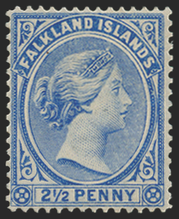 FALKLAND ISLANDS 1891-1902 2½d pale chalky ultramarine, SG27