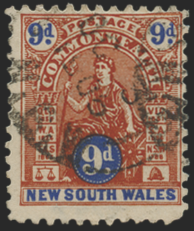 Australia New South Wales 1903 9d brown and blue 'Commonwealth', SG332
