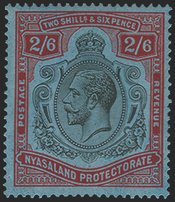 NYASALAND 1921-33 2s6d black and carmine-red/pale blue variety, SG110e
