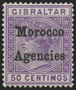 MOROCCO AGENCIES 1899 50c bright lilac variety, SG14b