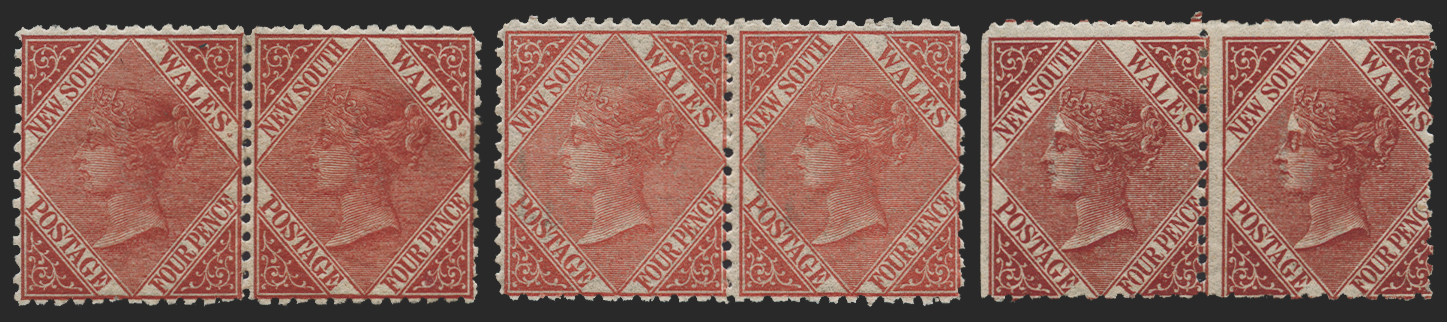 Australia New South Wales 1867 4d pairs, SG203/4