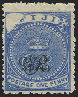 FIJI 1876-77 1d blue on laid paper variety, SG31b