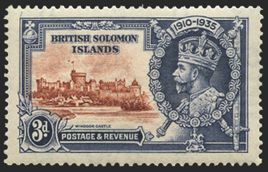 SOLOMON ISLANDS 1935 Silver Jubilee 3d brown and deep blue (UNUSED), SG54h